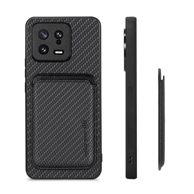 Carbon Fiber Leather Card Magnetic Phone Case