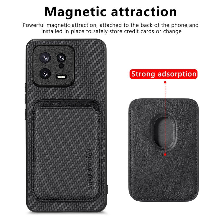 Carbon Fiber Leather Card Magnetic Phone Case, For Xiaomi 13, For Xiaomi Poco M5 4G, For Xiaomi Redmi Note 11T Pro 5G, For Xiaomi Redmi Note 10 4G