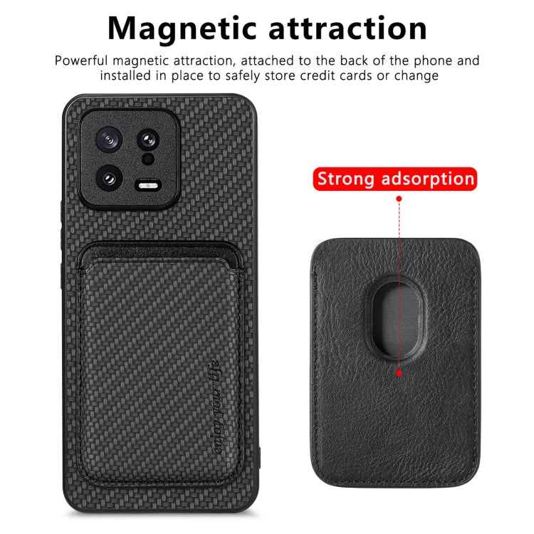 Carbon Fiber Leather Card Magnetic Phone Case, For Xiaomi 13, For Xiaomi Poco M5 4G, For Xiaomi Redmi Note 11T Pro 5G, For Xiaomi Redmi Note 10 4G