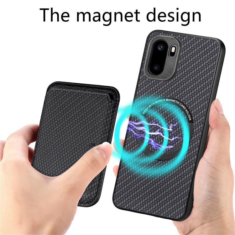 Carbon Fiber Leather Card Magsafe Phone Case, For OnePlus Ace 6 / 6T / 15R, For OnePlus 15