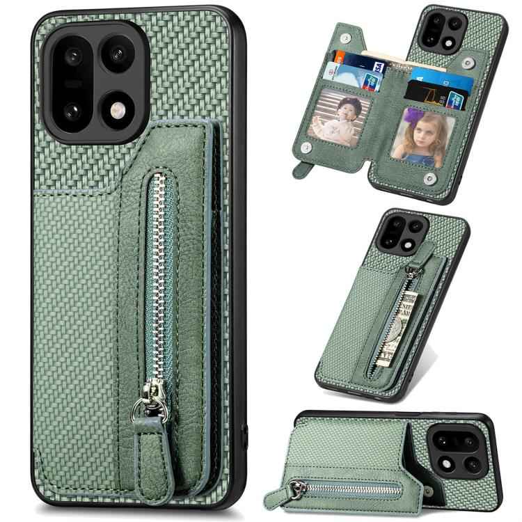 Carbon Fiber Horizontal Flip Zipper Wallet Phone Case, For OnePlus 15, For Oneplus Nord CE 3 Lite, For Oneplus Nord CE 2 Lite 5G