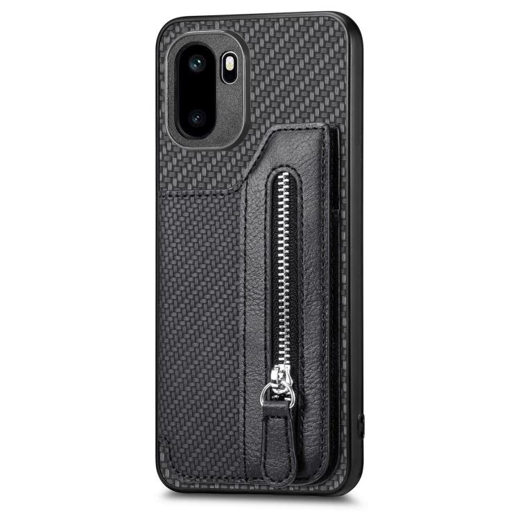 Carbon Fiber Horizontal Flip Zipper Wallet Phone Case, For OnePlus Ace 6 / 6T / 15R, For OnePlus 15