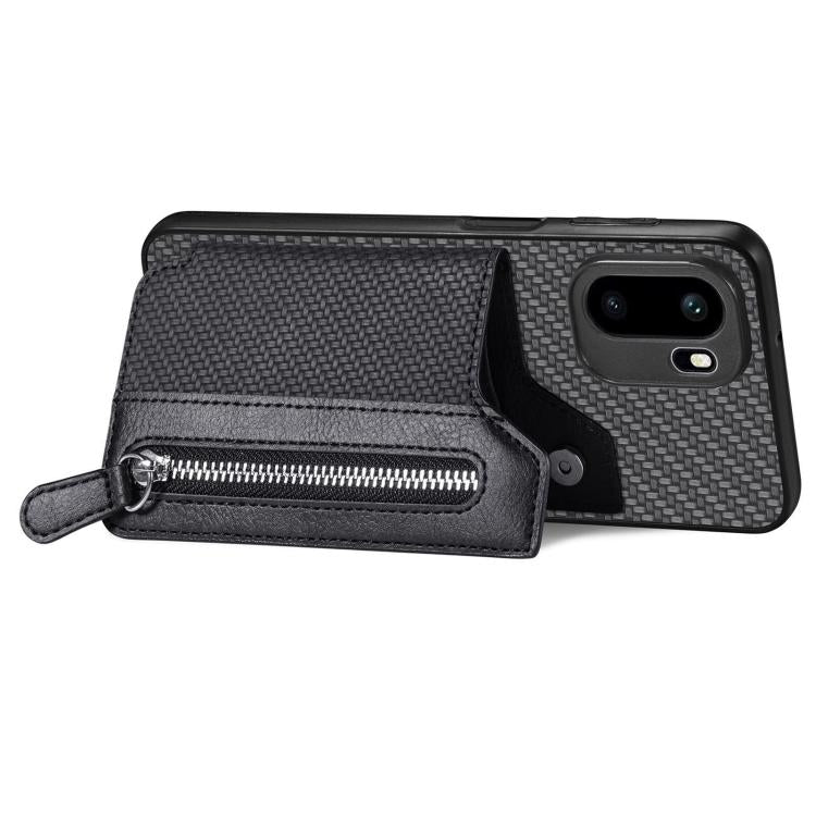 Carbon Fiber Horizontal Flip Zipper Wallet Phone Case, For OnePlus Ace 6 / 6T / 15R, For OnePlus 15
