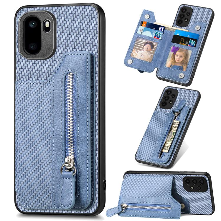 Carbon Fiber Horizontal Flip Zipper Wallet Phone Case, For OnePlus Ace 6 / 6T / 15R, For OnePlus 15