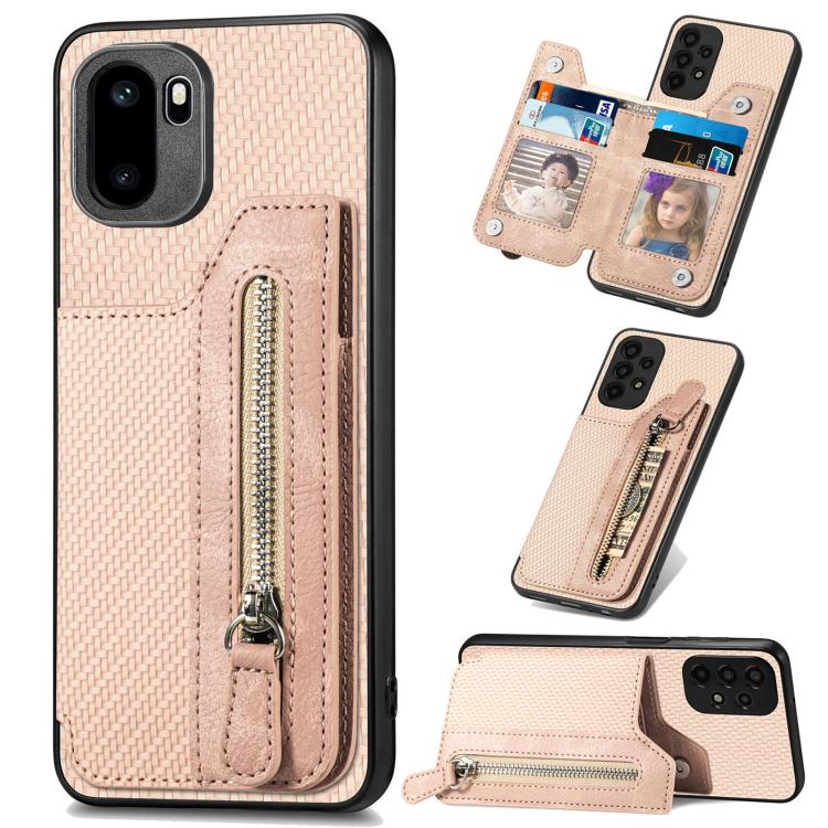 Carbon Fiber Horizontal Flip Zipper Wallet Phone Case, For OnePlus Ace 6 / 6T / 15R, For OnePlus 15