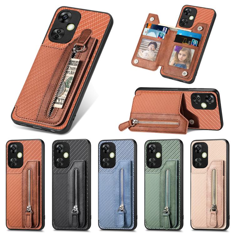 Carbon Fiber Horizontal Flip Zipper Wallet Phone Case, For OnePlus Ace 6 / 6T / 15R, For OnePlus 15