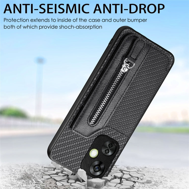 Carbon Fiber Horizontal Flip Zipper Wallet Phone Case, For OnePlus Ace 6 / 6T / 15R, For OnePlus 15