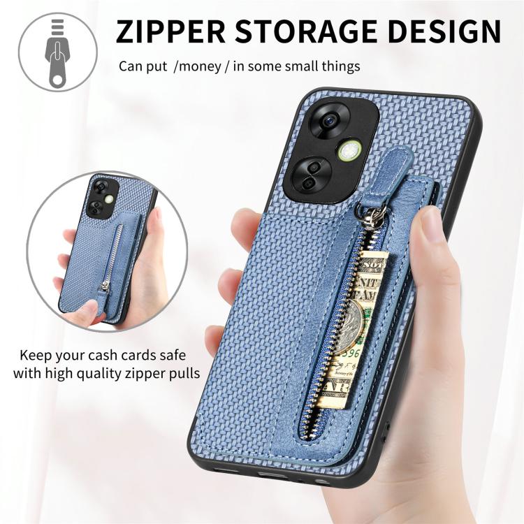 Carbon Fiber Horizontal Flip Zipper Wallet Phone Case, For OnePlus Ace 6 / 6T / 15R, For OnePlus 15