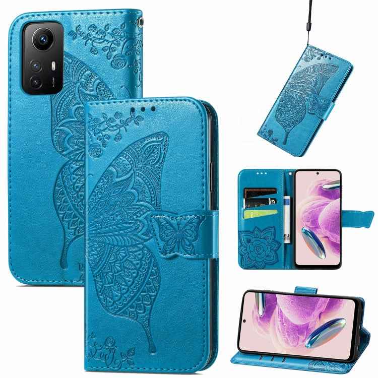 Butterfly Love Flower Embossed Leather Phone Case, For Xiaomi Redmi Note 12S
