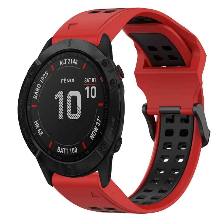 Two Color Reverse Buckle 26mm Silicone Watch Band, For Garmin Fenix 5X Plus, For Garmin Fenix 6X, For Garmin D2 Delta PX