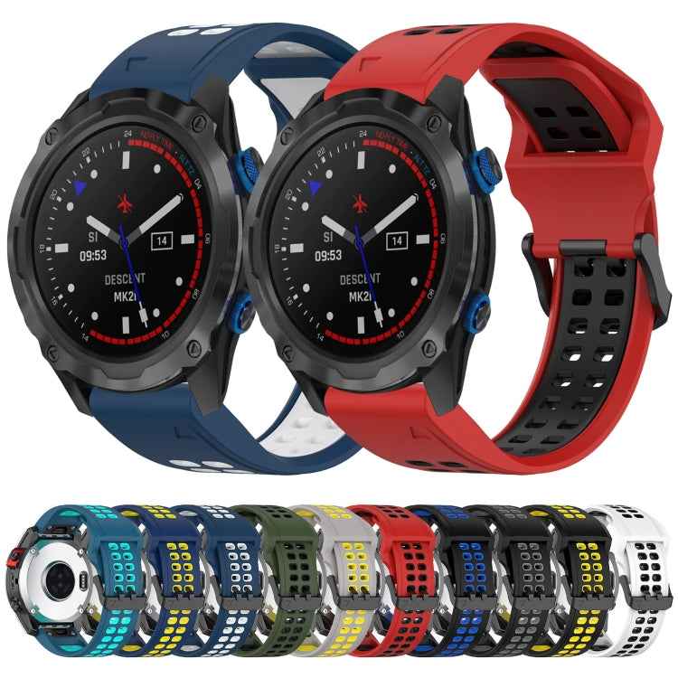 Two Color Reverse Buckle 26mm Silicone Watch Band, For Garmin Fenix 5X Plus, For Garmin Fenix 6X, For Garmin D2 Delta PX