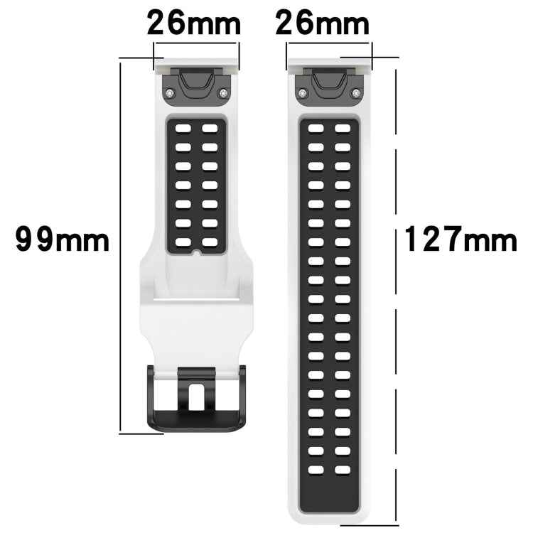 Two Color Reverse Buckle 26mm Silicone Watch Band, For Garmin Fenix 5X Plus, For Garmin Fenix 6X, For Garmin D2 Delta PX