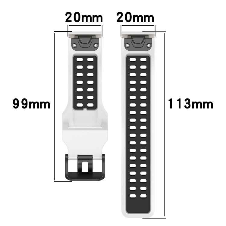 Two Color Reverse Buckle 20mm Silicone Watch Band, For Garmin Fenix 5S, For Garmin Fenix 5S Plus, For Garmin Fenix 6S