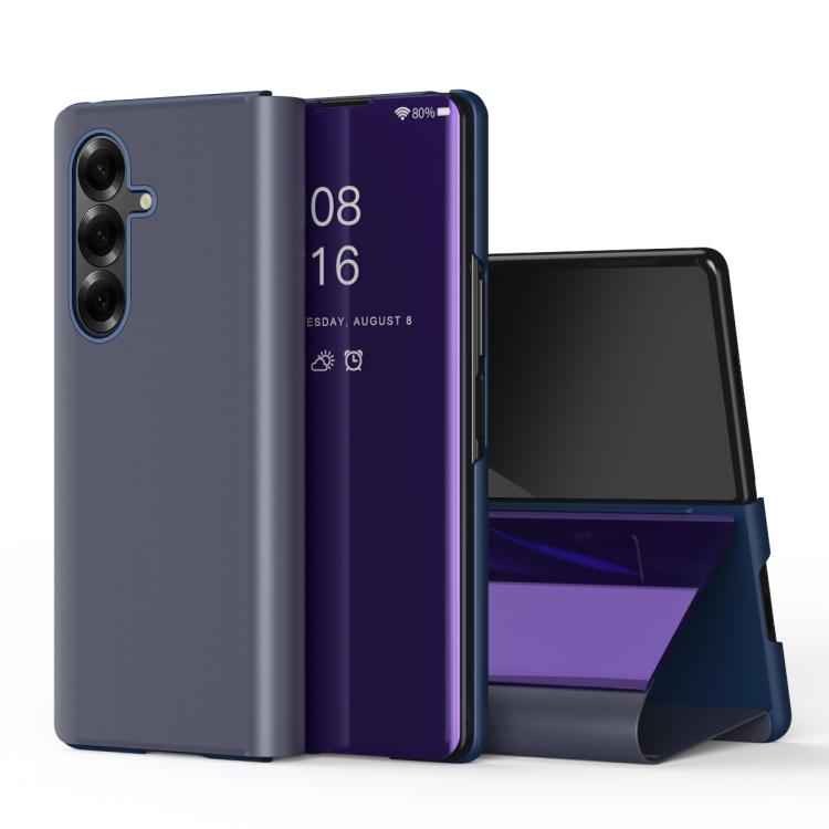 Plated Mirror Horizontal Flip Leather Phone Case with Holder, For Samsung Galaxy Z TriFold, For Samsung Galaxy Z Fold7, For Samsung Galaxy Z Fold6, For Galaxy Z Fold 5 5G