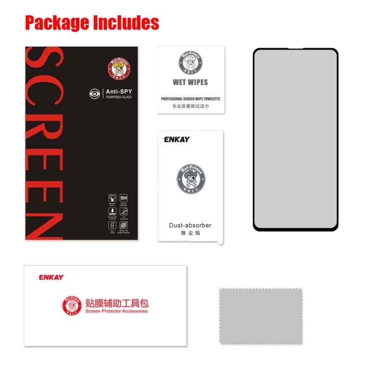 ENKAY Hat-Prince 0.26mm 9H 2.5D Privacy Anti-glare Full Screen Tempered Glass Film for Redmi K20 / K20 Pro