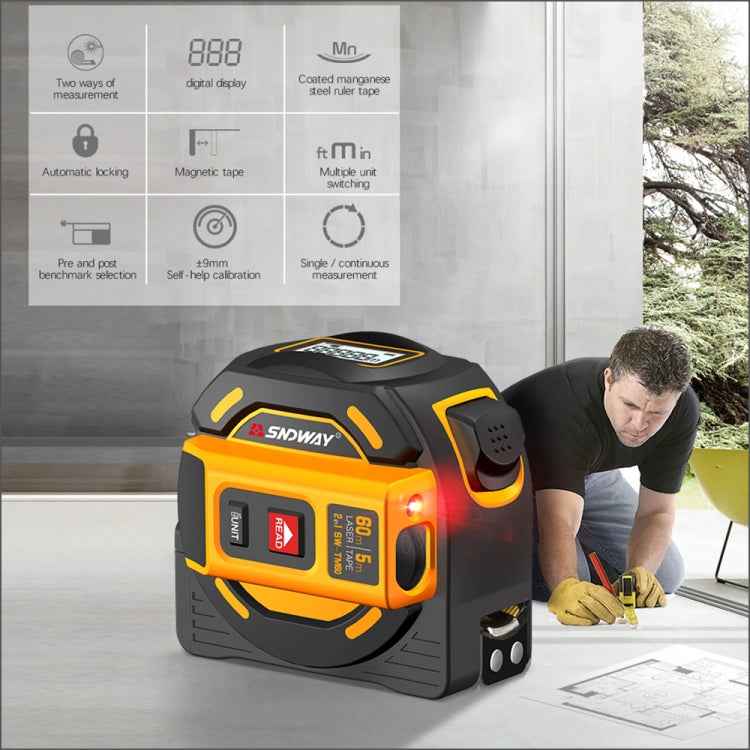 SNDWAY new Digital rangefinderLaser distance meter Tape multi function Self-Locking Hand Tool Device SW-TM60