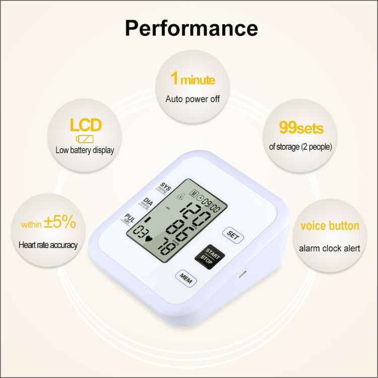 RZ205 Blood Pressures Automatic Digital Upper Arm Heart Beat Rate Pulse Monitor Meter Tonometer Medical Equipment Sphygmomanometer