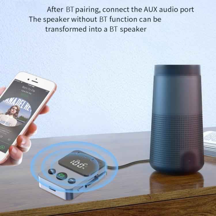 BR17 Bass Boost 2 In 1 Digital Display Bluetooth-Compatible Receiver Transmitter Audio Adapter