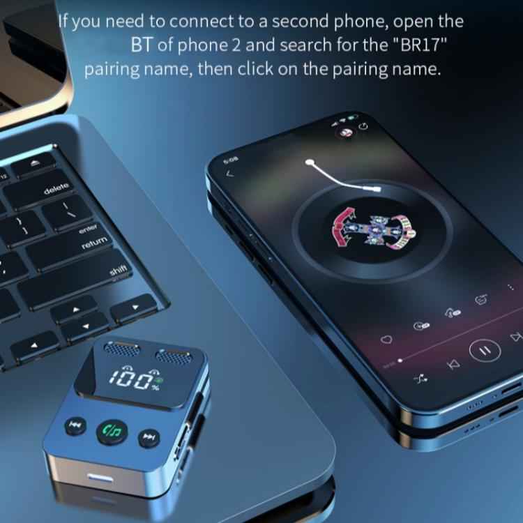 BR17 Bass Boost 2 In 1 Digital Display Bluetooth-Compatible Receiver Transmitter Audio Adapter