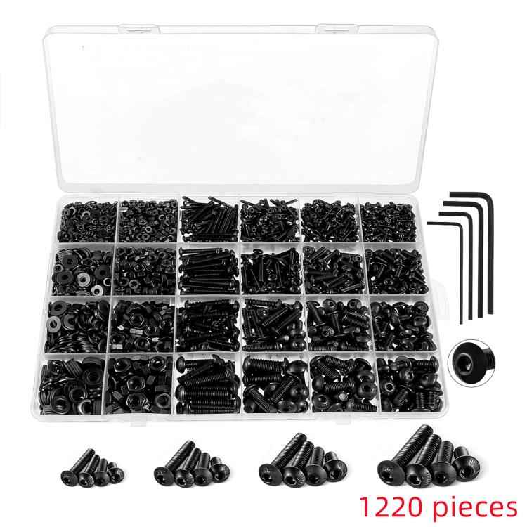 Hexagon Flat Head Bolts Nuts + Washers Alloy Steel Class 10.9, With Hexagon Wrench (M2-M5)