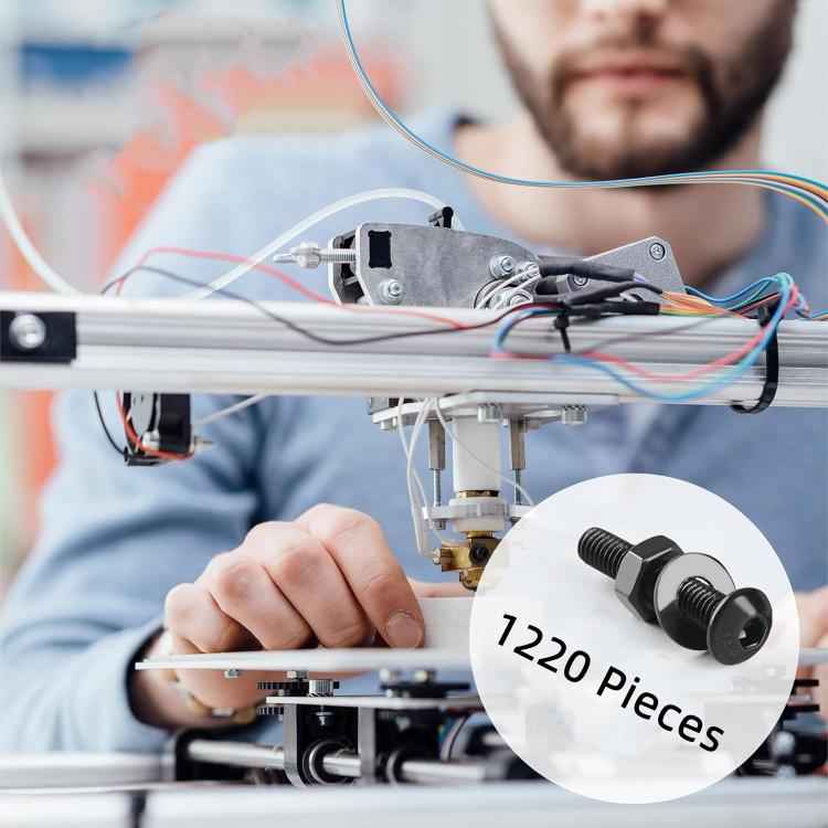 Hexagon Flat Head Bolts Nuts + Washers Alloy Steel Class 10.9, With Hexagon Wrench (M2-M5)