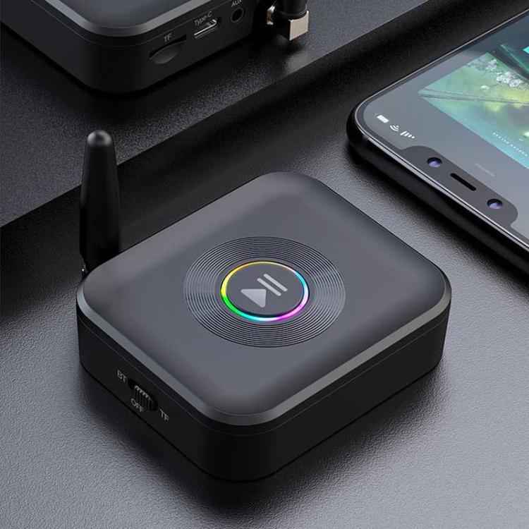 GR01 Bluetooth Receiver with Antenna, TF Card Slot, 3.5mm AUX Bluetooth Adapter for Car Speaker, Amplifier, Hands-Free Audio