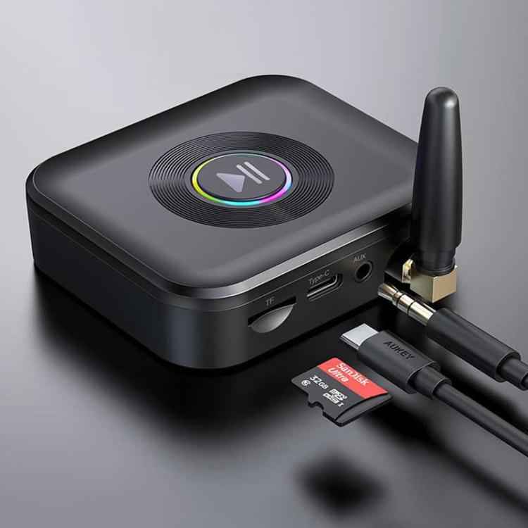 GR01 Bluetooth Receiver with Antenna, TF Card Slot, 3.5mm AUX Bluetooth Adapter for Car Speaker, Amplifier, Hands-Free Audio