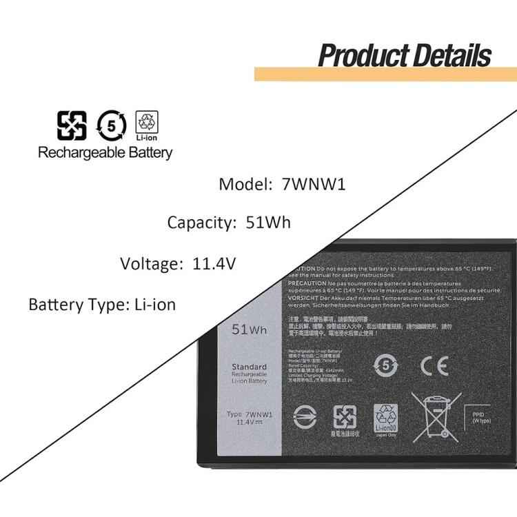 Laptop Battery For Dell Latitude 5424 5420 Rugged Latitude 7424 Rugged Extreme P137G