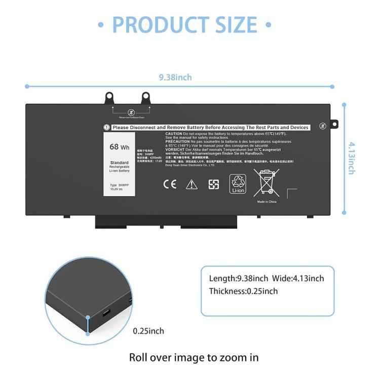 Laptop Battery for Dell Latitude 5401 5410 5411 5501 5510 5511 Precision 3541 3551