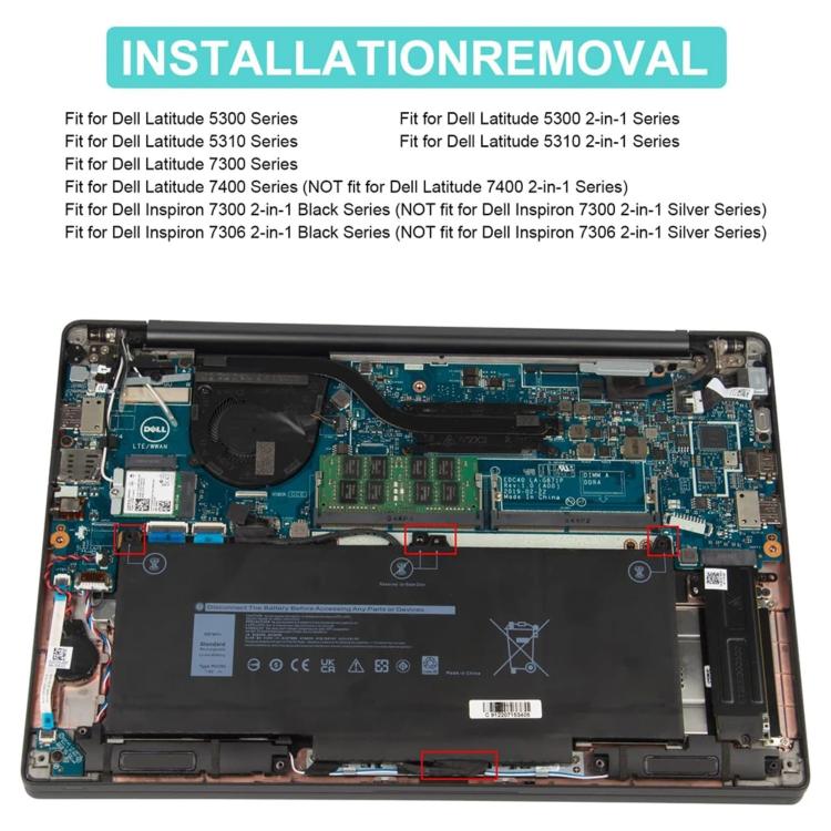 7600mAh Laptop Battery For Dell Latitude 5300 5310 7300 7400, MXV9V