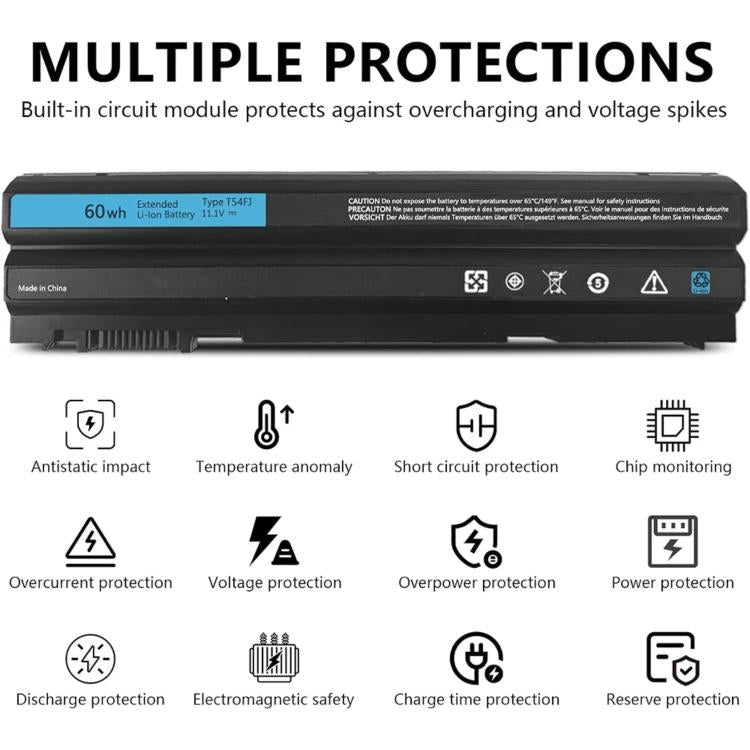 4400mAh Laptop Battery For Dell E5420 E6430 E6420 E6520 E6530, T54FJ