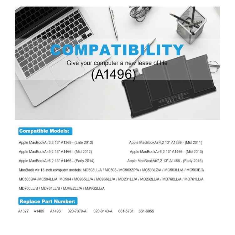 7000mAh Laptop Battery Replacement For MacBook Air 13 inch, A1496