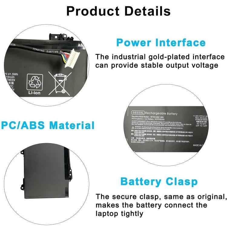 3615mAh Laptop Battery Replacement For HP TPN-Q171 14-AL027TX AL127TX, SE03XL