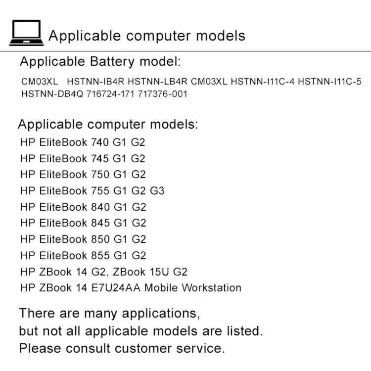 5000mAh Laptop Batteries For HP EliteBook 840 G2 845 850 G1 740, CM03XL