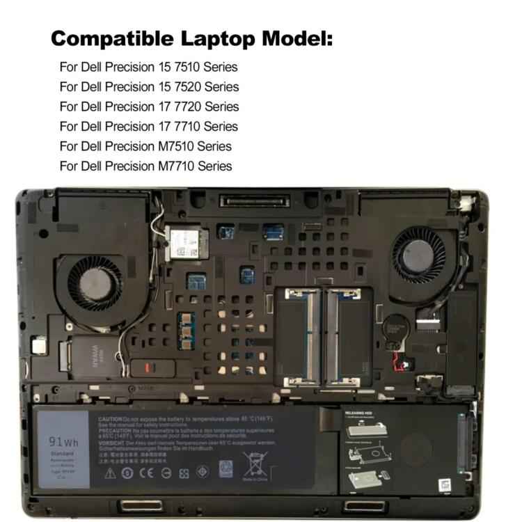 7800mAh Laptop Battery For Dell Precision 7510 / 7520, MFKVP