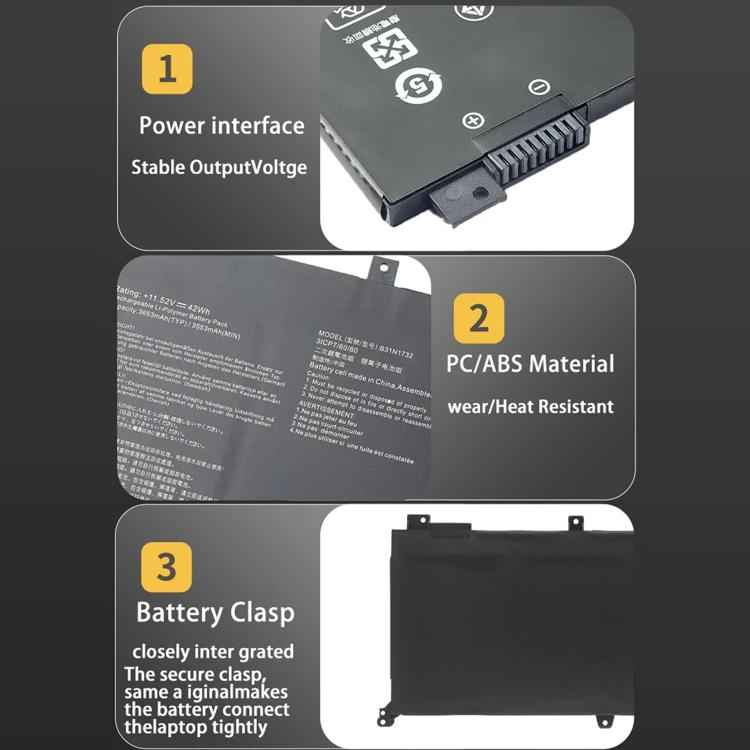 3653mAh Laptop Battery For Asus Mars15 / Mars15(VX60GT9300) / Mars15(VX60GT9750), B31N1732