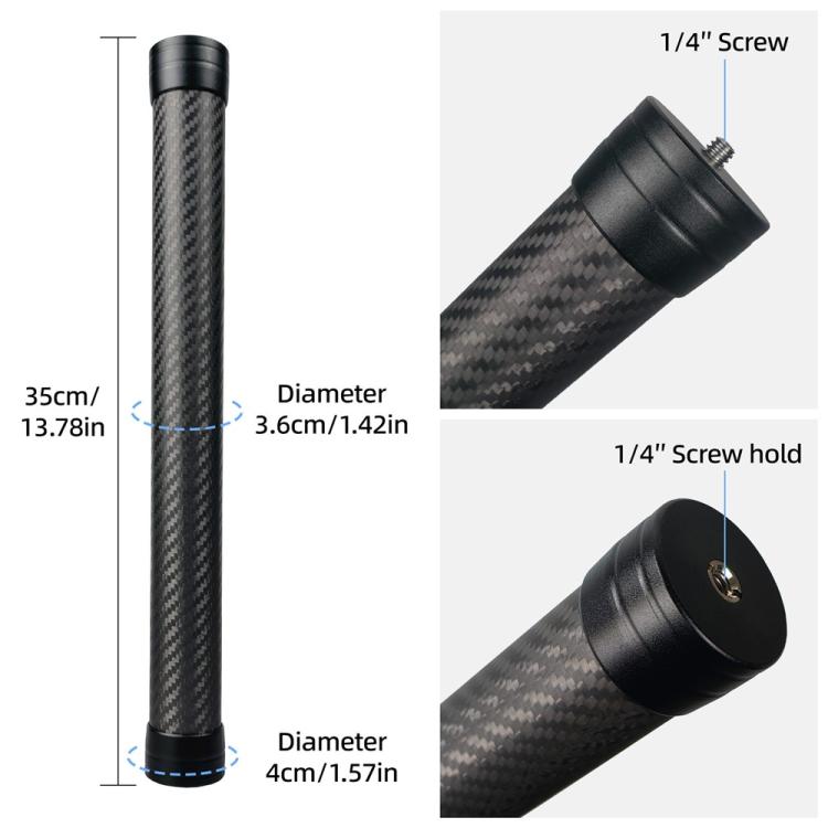 KE-36 For DJI RS3 / RS4 Gimbal Stabilizer 1 / 4 inch Screw Mount 35cm Carbon Fiber Extension Rod