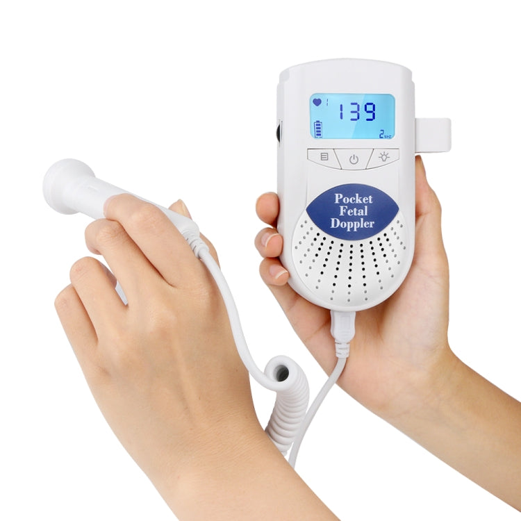 FD-100 Digital Fetal Doppler Ultrasound Sound Baby Heartbeat Detector Monitor LED Digital Prenatal Pocket Fetal Doppler Stethoscope, FD-100 (Blue)