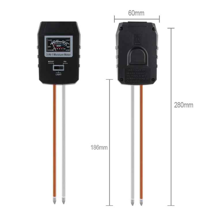 RZ97 Mini Soil PH Moisture Humidity Measuring PH Meter Soil Moisture Monitor Hygrometer Gardening Plant Farming Moisture Tester