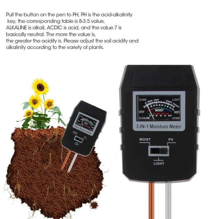 RZ97 Mini Soil PH Moisture Humidity Measuring PH Meter Soil Moisture Monitor Hygrometer Gardening Plant Farming Moisture Tester