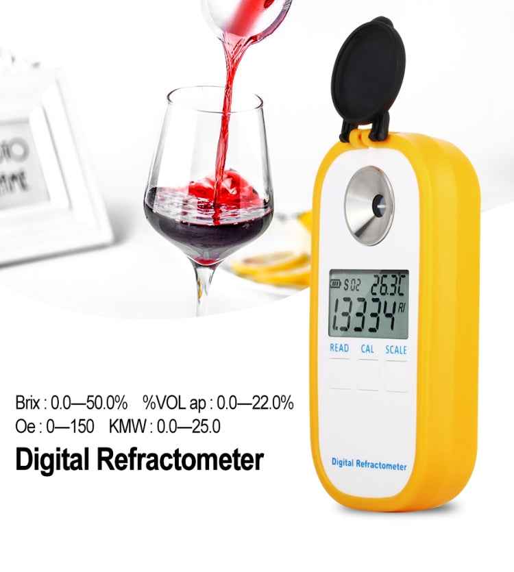 DR401 Digital Display Refractometer Brix 0-50% Alcohol Range 0~22% Refractometer Beer Wine Fruit Grape Sugar Saccharimeter
