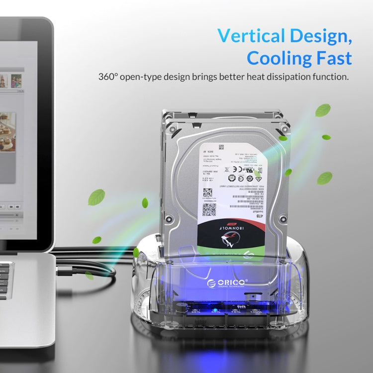 ORICO 6239C3 2.5/3.5inch 2 Bay Transparent Type-C Hard Drive Dock