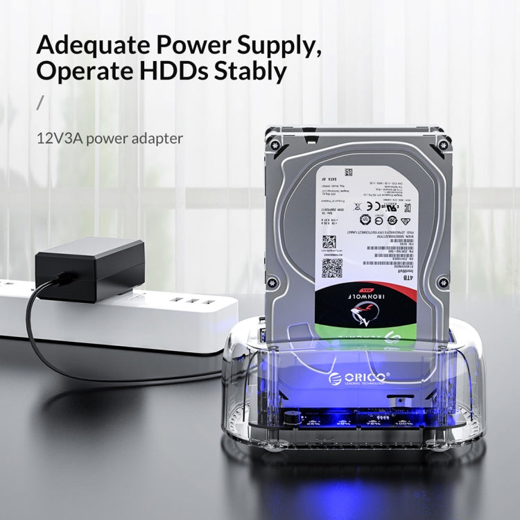 ORICO 6239C3 2.5/3.5inch 2 Bay Transparent Type-C Hard Drive Dock