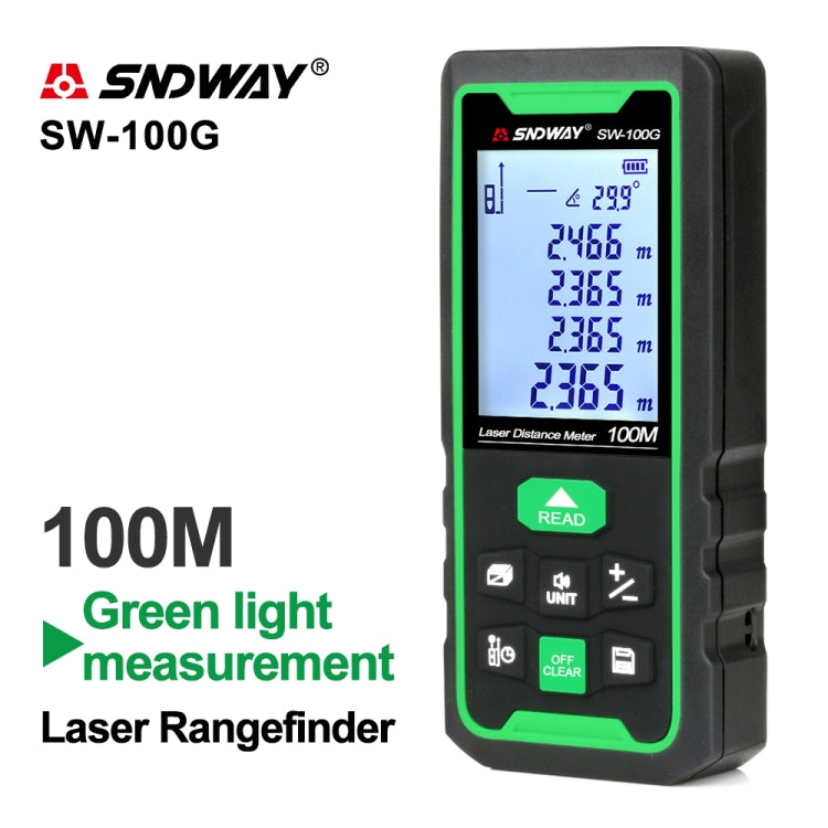 Télémètre laser numérique à bande lumineuse verte SNDWAY SW-100G