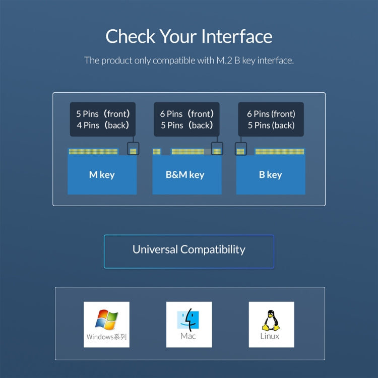 ORICO TCM2F-C3 NGFF M.2 Hard Drive Enclosure,Tool Free Type-C Interface Transparent Hard Disk Box