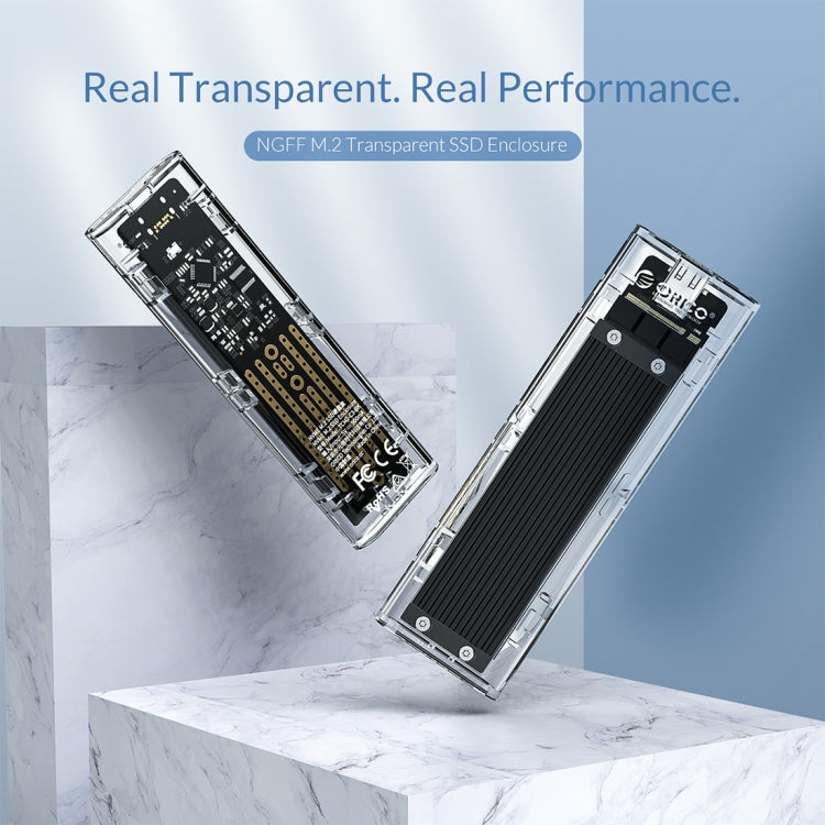 ORICO TCM2F-C3 NGFF M.2 Hard Drive Enclosure,Tool Free Type-C Interface Transparent Hard Disk Box