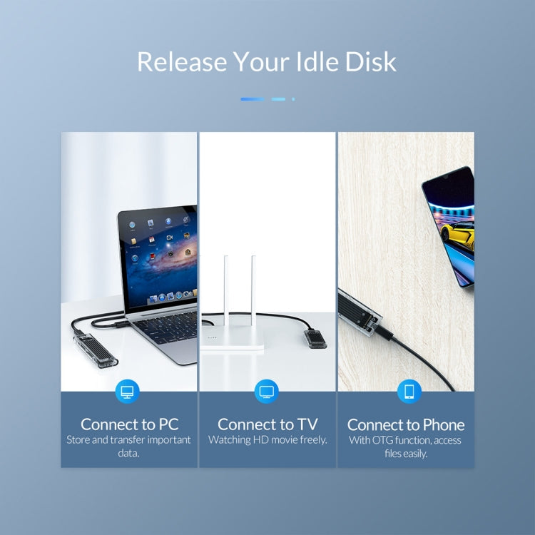 ORICO TCM2F-C3 NGFF M.2 Hard Drive Enclosure,Tool Free Type-C Interface Transparent Hard Disk Box