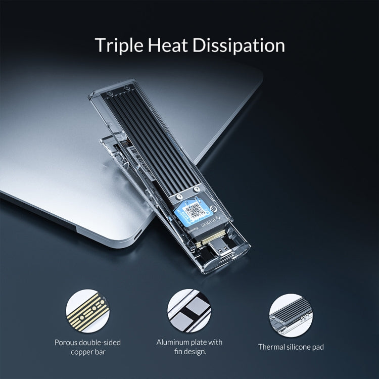 ORICO TCM2F-C3 NGFF M.2 Hard Drive Enclosure,Tool Free Type-C Interface Transparent Hard Disk Box