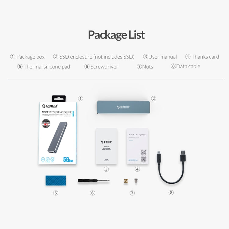 ORICO PVM2F-C3 NGFF M.2 SSD Hard Drive Enclosure