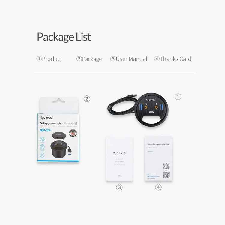 ORICO DESK-2U1C Desktop Power Grommet Multi-Function HUB